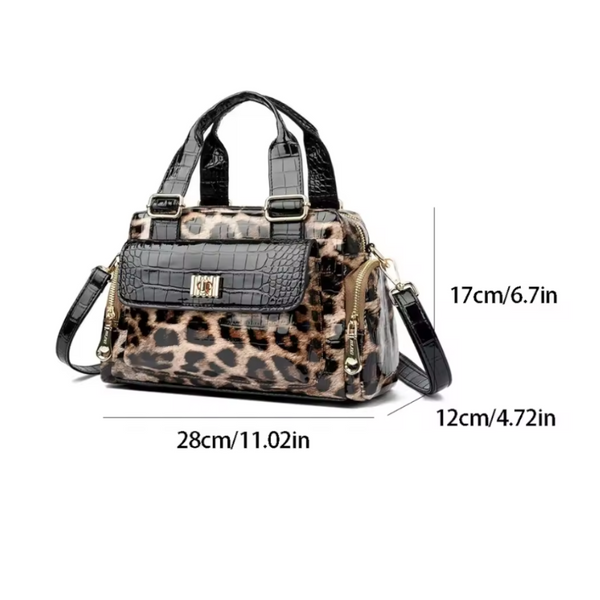 Black Luxurious Patterned Handbag | Structured Top Handle Shoulder Bag Fashion Trend High Gloss Tote Women's Bags & Handbags