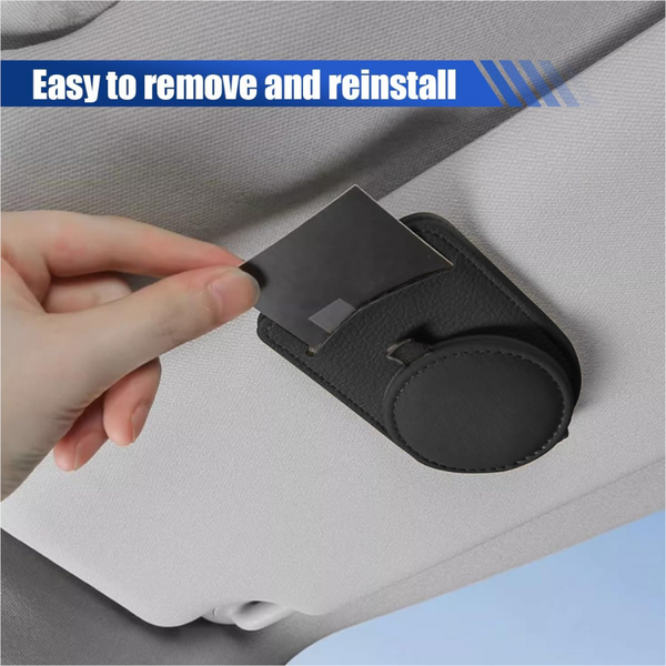 Elosung Black Multifunctional Car Sun Visor Glasses Clip With Card Holder Compact And Convenient Other Interior