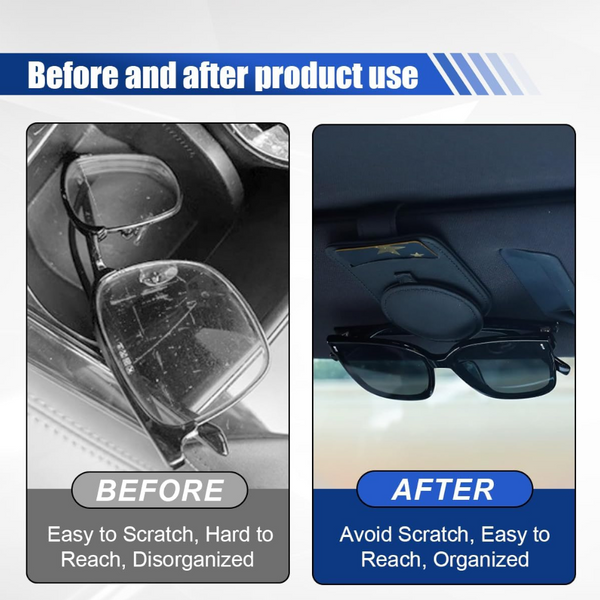 Elosung Black Multifunctional Car Sun Visor Glasses Clip With Card Holder Compact And Convenient Other Interior