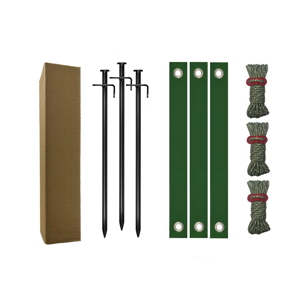Elosung Black Spike Army Green Windscreens Heavy Duty Tree Anchoring Kit 9 Piece Set With Ground Stakes Straps And Ropes Garden Tool Sets