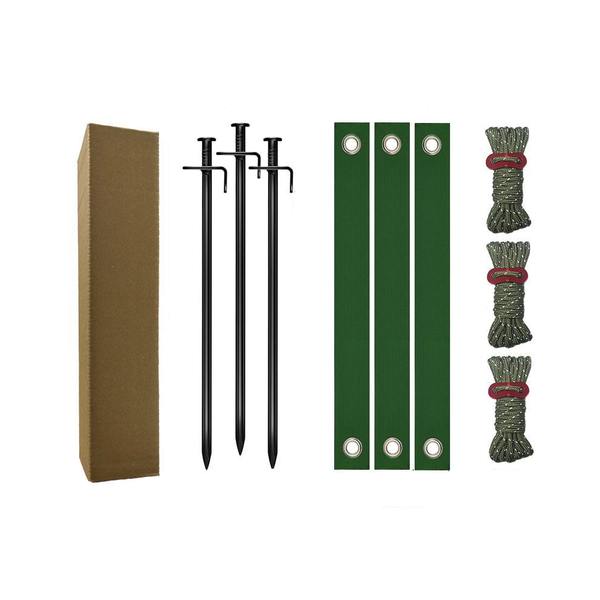 Elosung Black Spike Army Green Windscreens Heavy Duty Tree Anchoring Kit 9 Piece Set With Ground Stakes Straps And Ropes Garden Tool Sets