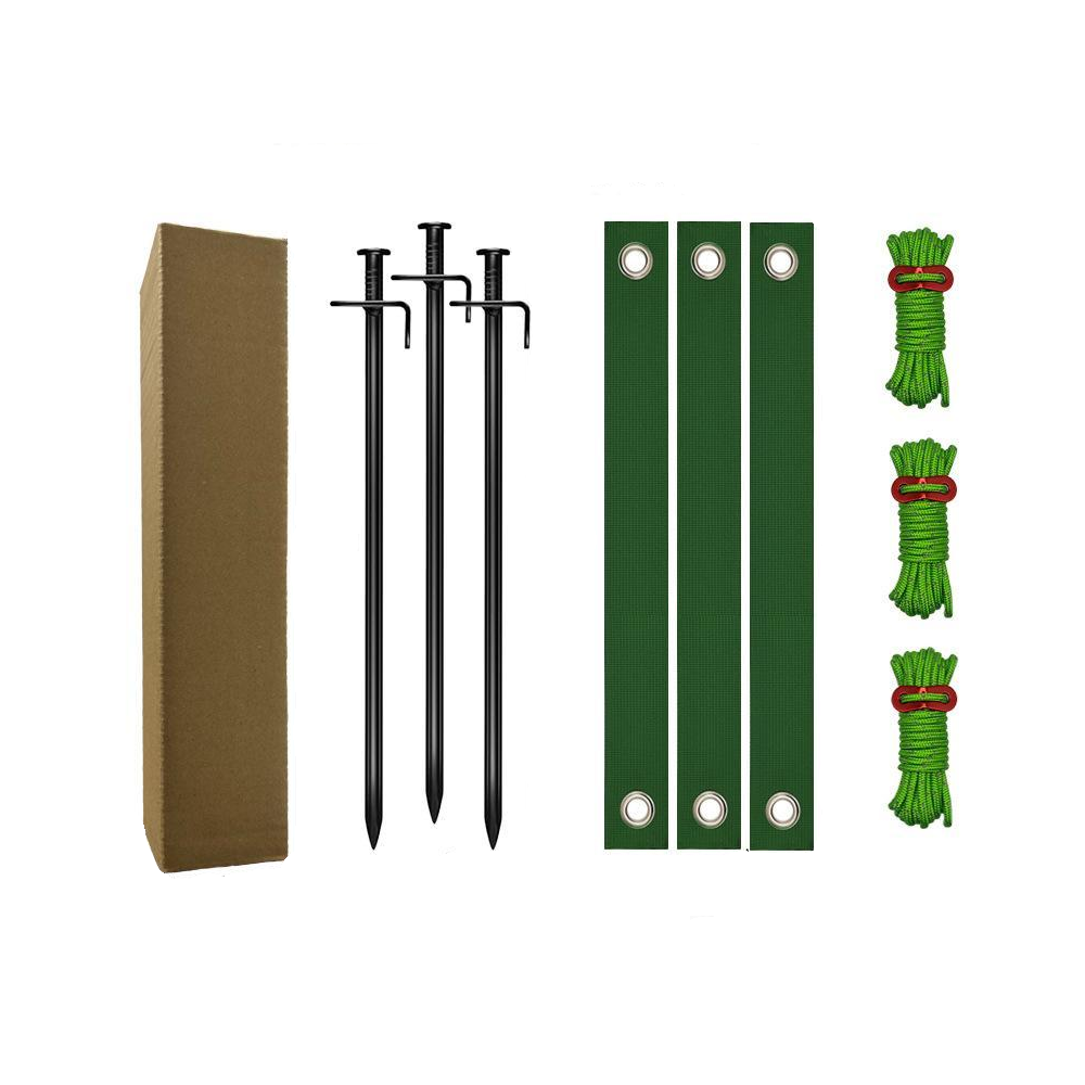 Elosung Black Spike Heavy Duty Tree Anchoring Kit 9 Piece Set With Ground Stakes Straps Ropes Garden Tool Sets