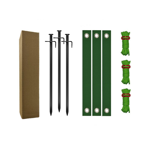 Elosung Black Spike Heavy Duty Tree Anchoring Kit 9 Piece Set With Ground Stakes Straps Ropes Garden Tool Sets