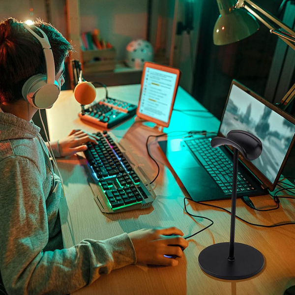 Elosung Black Universal Aluminum Headphone Stand Durable Detachable Desktop Headset Holder Headphone Accessories