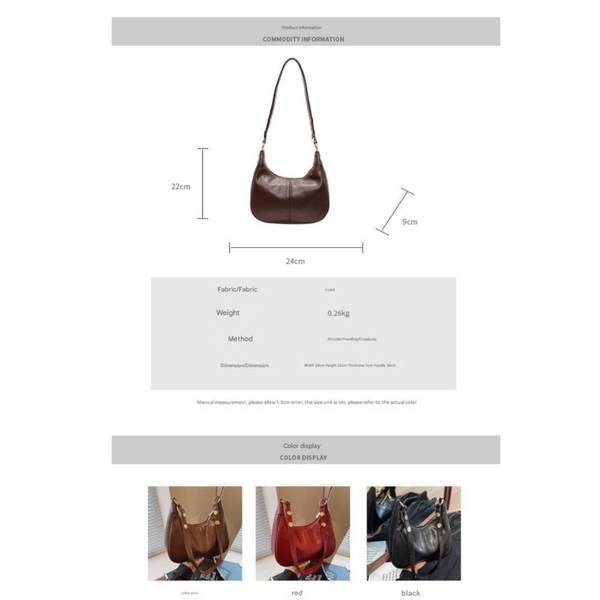 Elosung Black Faux Leather Hobo Shoulder Bag Classic And Versatile Handbag Women's Bags & Handbags