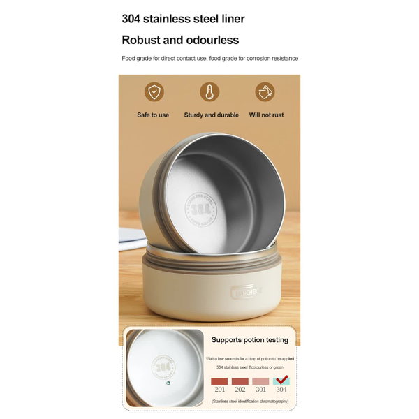 Elosung Blue 304 Stainless Steel Microwave Safe Lunch Box Set (2 Pack) With Insulated Bag Removable Liner 400+600Ml Lunchboxes