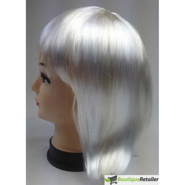 Br Costumes Bob Wig Short Straight Fringe Cosplay Party Full Hair Womens Fancy Dress White Wigs Facial Hair