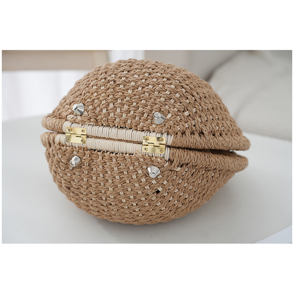 Boho Circle Straw Bag Stylish Woven Tote With Round Handles Women's Bags & Handbags