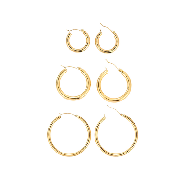 Veile Studios Broad Round Hoops In Gold Stainless Steel For Fashion Jewellery Collection Earrings