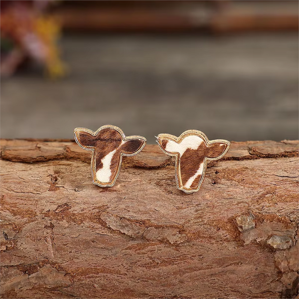 Veile Studios Bull Head Western Cowboy Alloy Unisex Punk Style Earrings