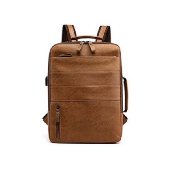 Business For Men Waterproof Pu Leather Laptop Bag Large Capacity Usb Charging Rucksack Male Fashion Bagpack Backpacks