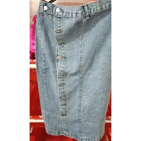 Button Irregular Slit Denim High Waist Skirt A Line Long For Women Skirts