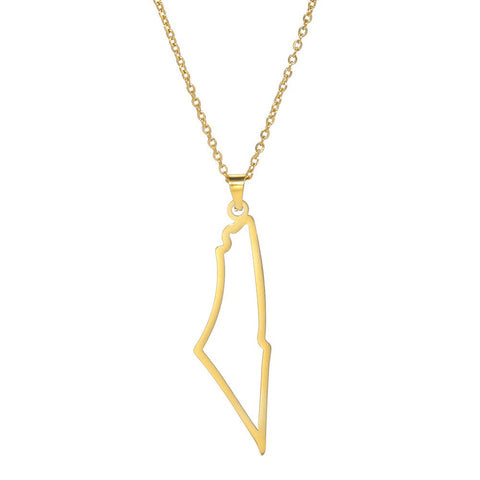 Veile Studios Palestine Map Outline Mountain Stainless Steel Pendant Necklace Women Necklaces & Pendants