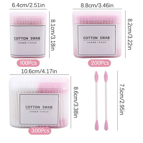 100/200/300Pcs Disposable Double Head Wood Cotton Swab Lipstick Ear Cleaning Buds Makeup Sticks Swabs Tools Sponges Applicators & Cotton