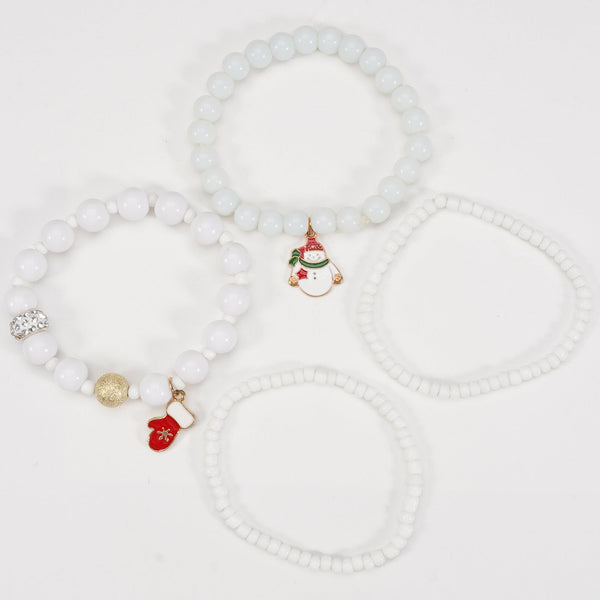Christmas Bracelet Elastic Rope Snowman Snowflake Tree Santa Deer Hat Pendant Gift Bracelets