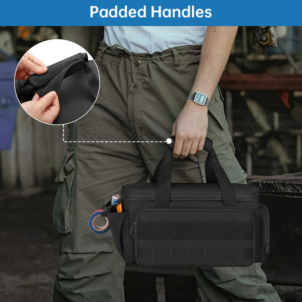 14" Heavy Duty Tool: 2 Bags + Non Slip Organizer (For Electricians Multi Pocket) Tool Bags Belts & Pouches