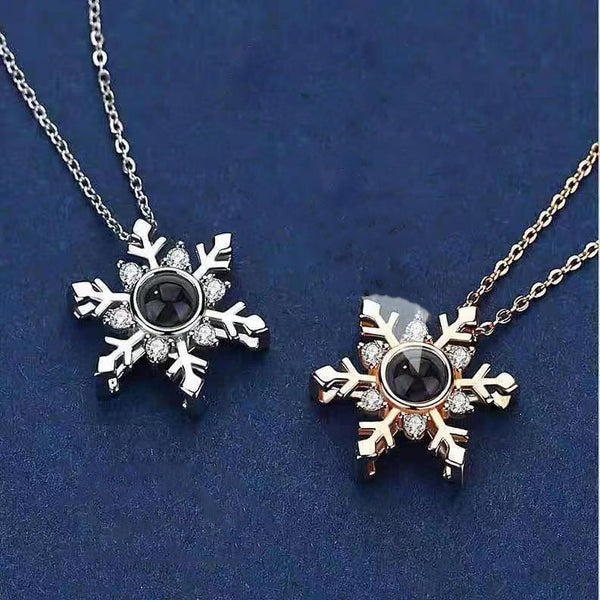 100 Languages I Love You Projection Snowflake Pendant Necklace Valentine's Day Girlfriend Gift Necklaces & Pendants