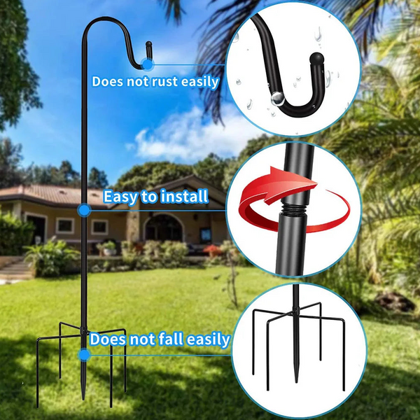 2Pcs Bird Feeder Hooks Stand Metal Lamp Lantern Holders Decoration Garden Plant Flower Basket Hangers Feeders
