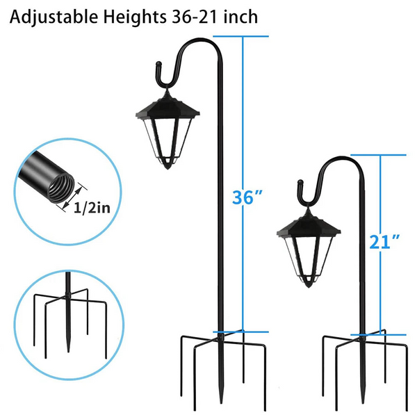 2Pcs Bird Feeder Hooks Stand Metal Lamp Lantern Holders Decoration Garden Plant Flower Basket Hangers Feeders