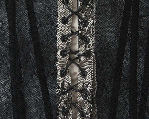 Lace Splicing Fitted Waistband Top With Strap Tube Tops