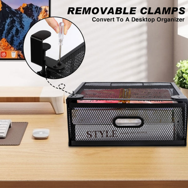 New Punch Free Under Desk Drawer Hidden Single Layer Shelf And Metal Lockable Storage Basket For Office Desks. Drawer Organisers