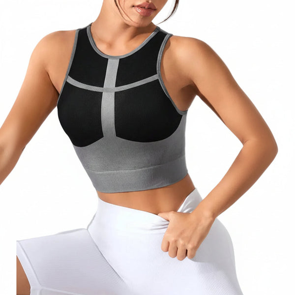 Color Block Round Neck Active Tank Activewear Tops