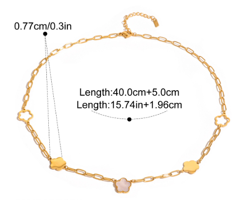 Stainless Steel White Mother Of Pearl Flower Necklace Necklaces & Pendants