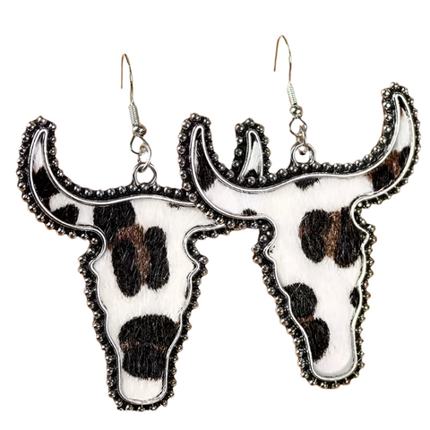 Veile Studios Alloy Animal Print Cow Head Earrings