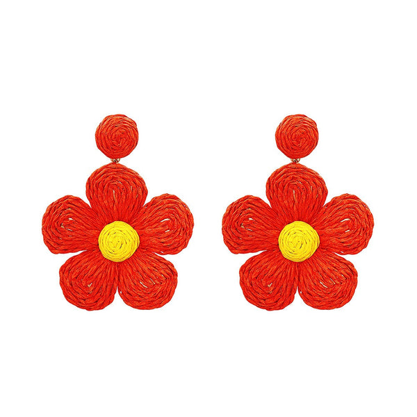 Veile Studios Grass Hemp Thread Handmade Flower Bohemian Beach Style Earrings