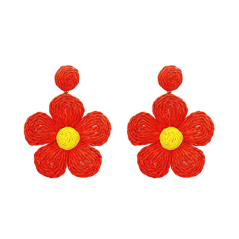 Veile Studios Grass Hemp Thread Handmade Flower Bohemian Beach Style Earrings