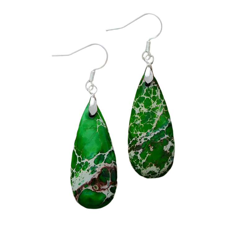 Veile Studios Natural Stone Copper Teardrop Earrings