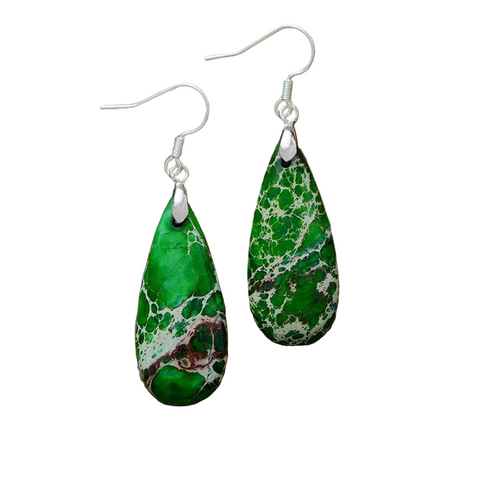 Natural Stone Copper Teardrop Earrings
