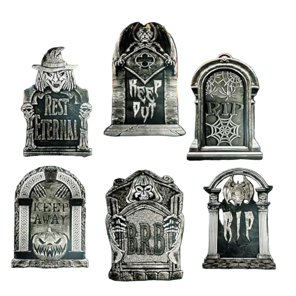 Halloween Outdoor Decor: Cemetery Tombstones Yard Signs With Stakes Realistic Scary Skulls Seasonal Decorations