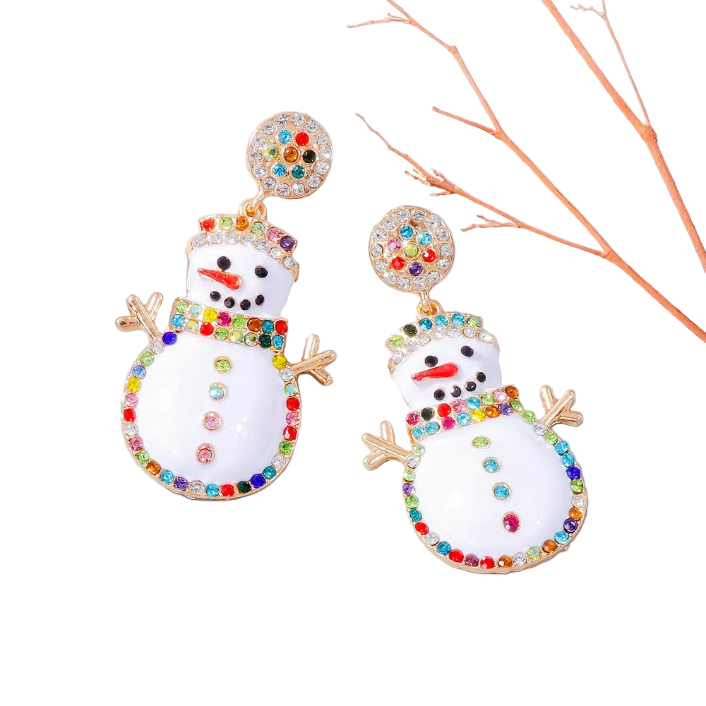 Alloy Rhinestone Snowman Earrings