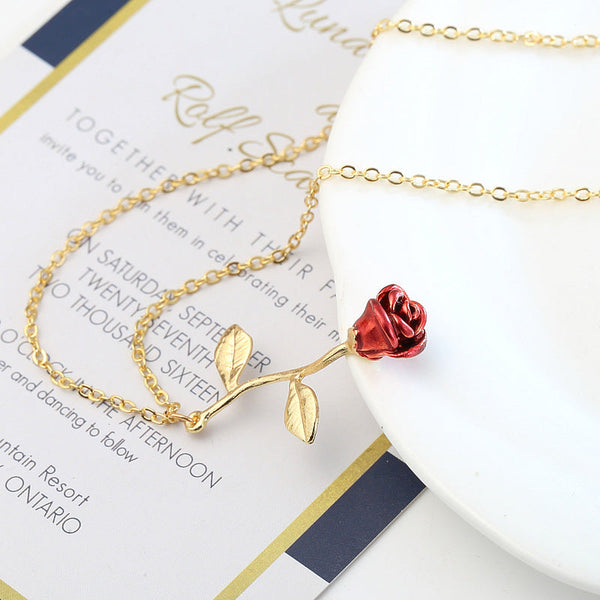 Creative Red Rose Pendant Necklace For Girlfriend Valentine's Day Gift Necklaces & Pendants