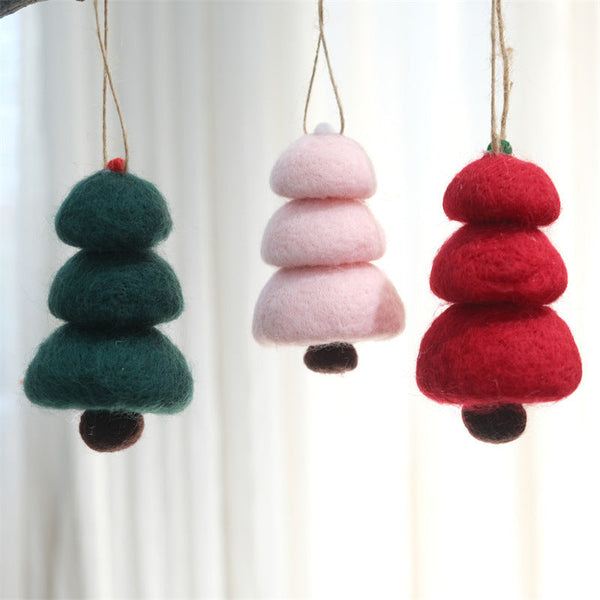 Christmas Mini Three Layer Felt Tree Ornament For Holiday Decoration Diy Craft Hanging Seasonal Decorations