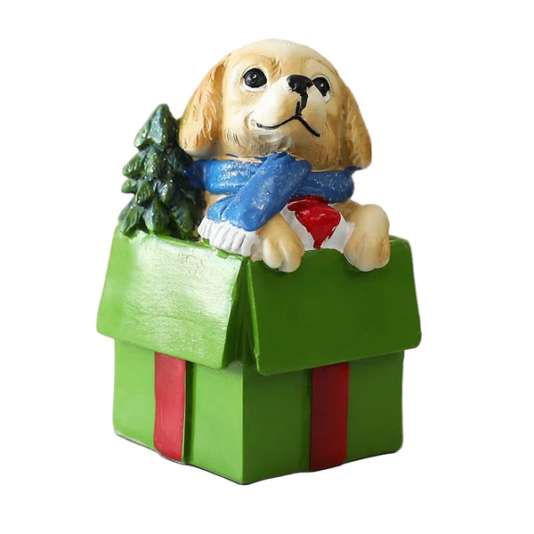 St. Yuan New Diy Scene Decoration Dog Gift Set Resin Ornament Christmas Window Display Wholesale Seasonal Decorations