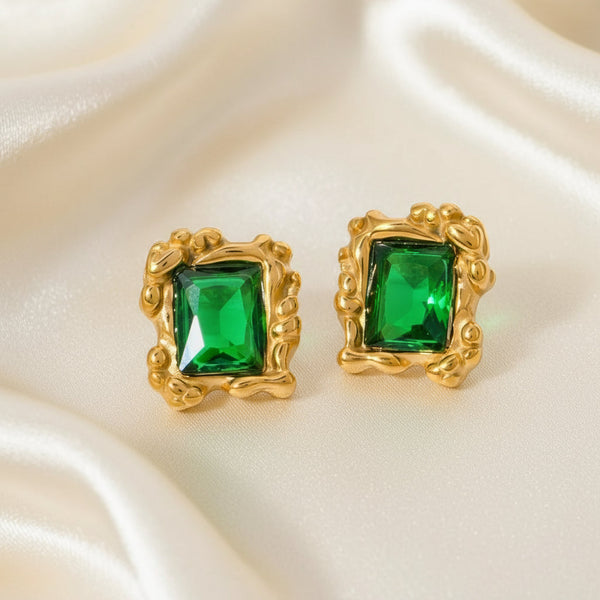 Stainless Steel Zircon Geometric Earrings