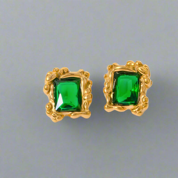 Stainless Steel Zircon Geometric Earrings