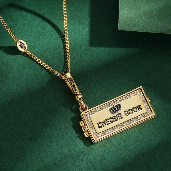 Crown Square Openable Enamel Alphabet Necklaces & Pendants