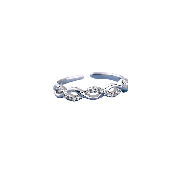 S925 Sterling Silver Micro Pave Flash Diamond Twisted Rope Ring For Women Ins Inspired Korean Style Unique Design Hollow Open Rings