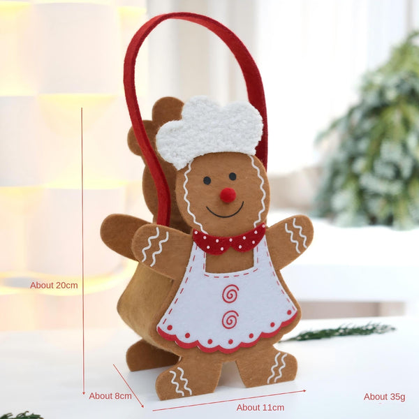 Christmas Gingerbread Man Holiday Decoration Desk Felt Gift Tote Bag Gift Bags