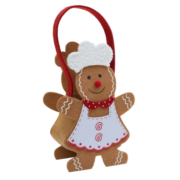 Christmas Gingerbread Man Holiday Decoration Desk Felt Gift Tote Bag Gift Bags