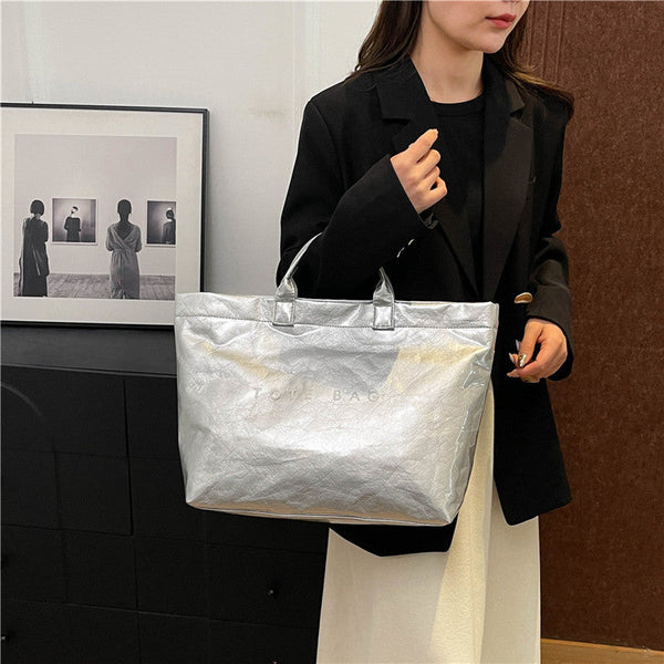 Pvc Tote With Dupont Lettering. Simple Transparent Large Capacity Handbag For Commuting Women. Women's Bags & Handbags