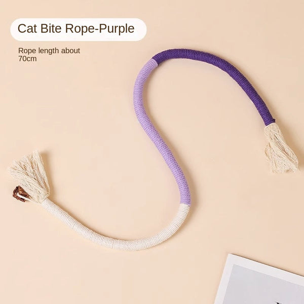 Cat Bite Rope Teasing Stick Toy Self Fun Soothing Tool Grinding Teeth Resistant Mint Cat Toys