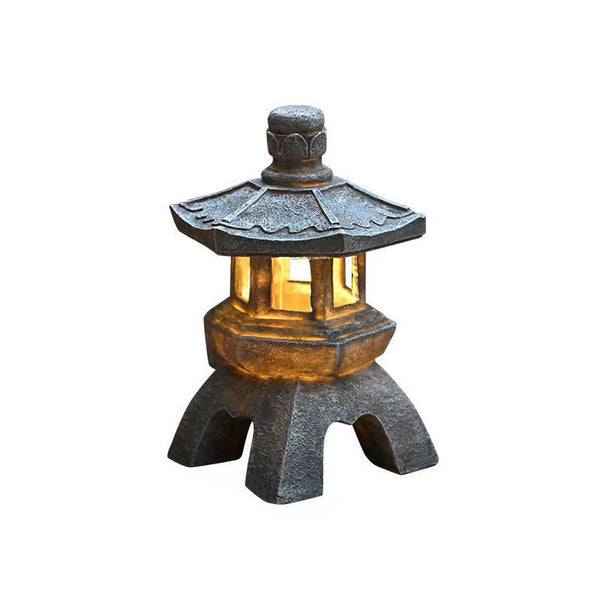 Solar Powered Zen Garden Decor Pagoda Lanterns & Statues Ornaments & Statues