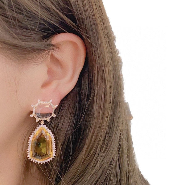 Veile Studios Fashionable Elegant Geometric Star Treasure Micro Paved Zircon Earrings