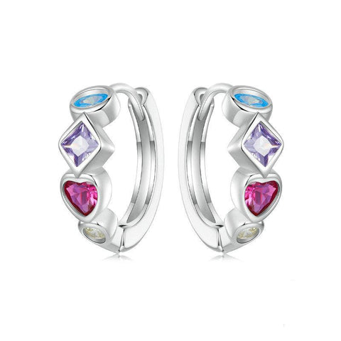 Veile Studios Silver Charm Zirconia Splicing Ear Buckle American Fashion Earrings