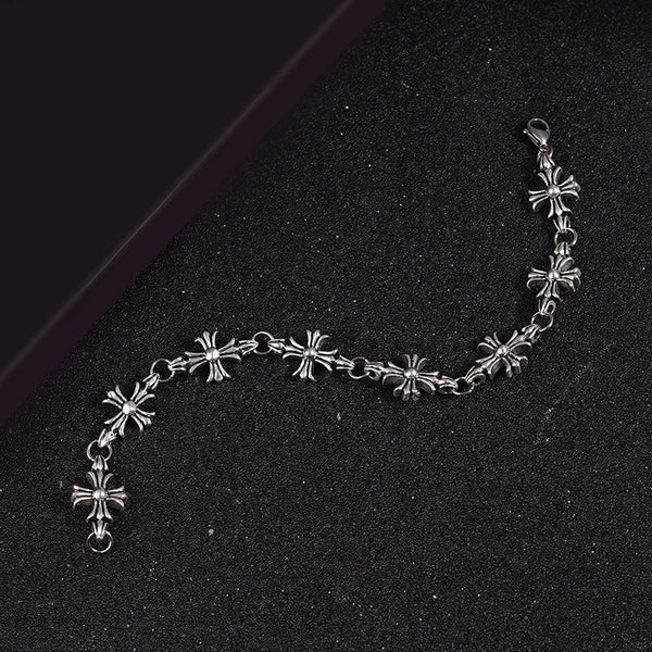 Cross Antique Copper Silver Plated Bracelet Bracelets