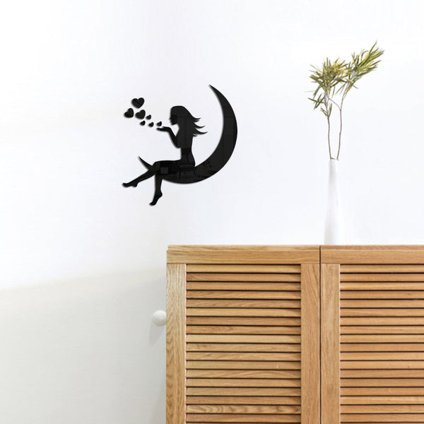 Moon Girl Mirror Sticker 1Mm Acrylic 3D Wall Decal For Room And Bedroom Decorations Mirrors